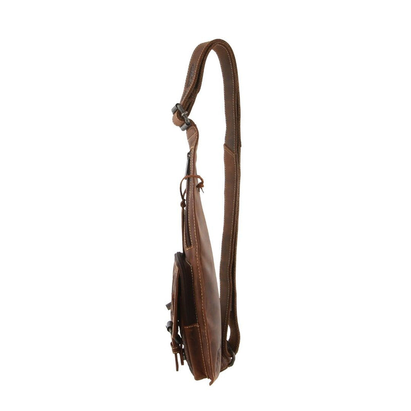 Load image into Gallery viewer, Jack's Inn Vengeance Brown Crazy Horse Leather Sling Bag Crossbody in Cognac-3