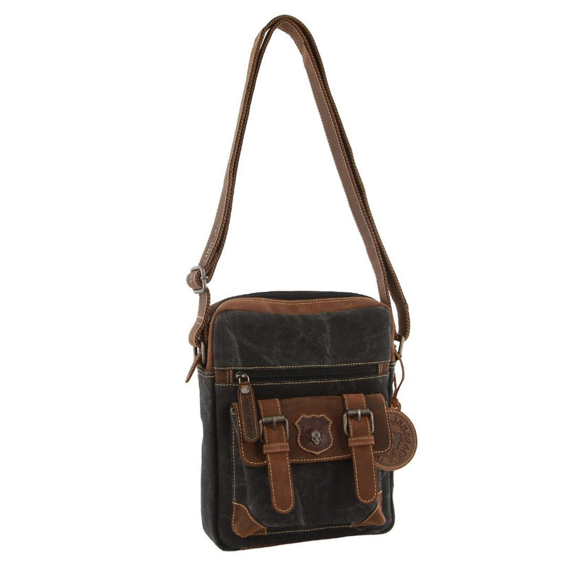 Load image into Gallery viewer, Jack's Inn Panama Canvas and Leather Small Crossbody Bag Vintage in Cognac-1