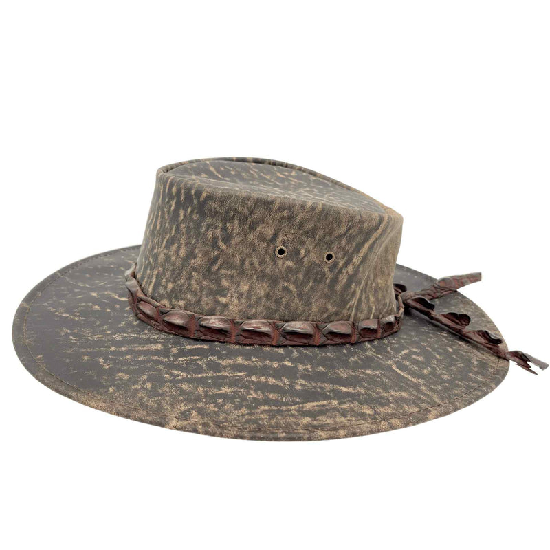 Load image into Gallery viewer, Jacaru 1134 Wild Roo Croc Digger Hat – Kangaroo Leather