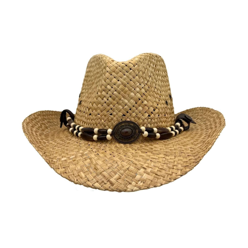 Load image into Gallery viewer, Jacaru 1818C Straw Cowboy Hat – Inca Beads | UPF 50+
