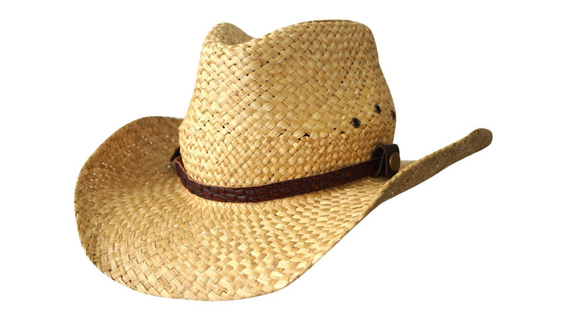 Load image into Gallery viewer, Jacaru 1818F Straw Cowboy Hat – Croc Band | UPF 50+