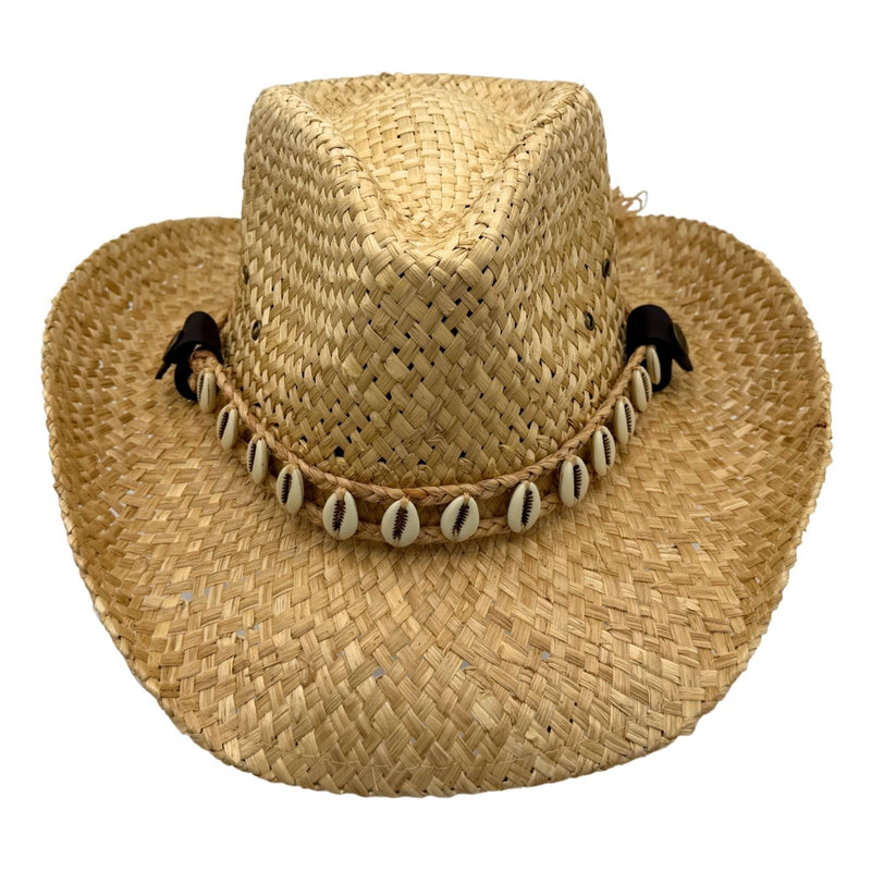 Load image into Gallery viewer, Jacaru 1818I Straw Cowboy Hat – Large Shell Hatband | Vegan | Summer Hat