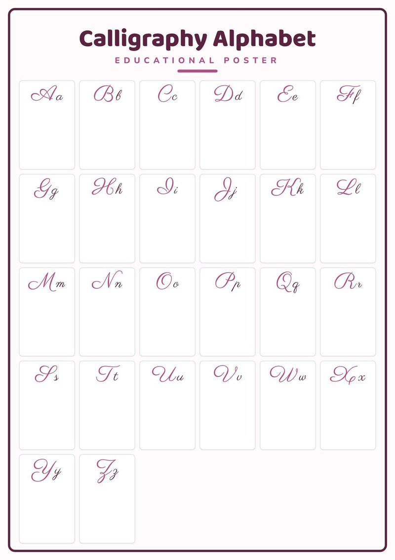 Load image into Gallery viewer, Calligraphy Alphabet: A4 Matte Laminated Educational Poster Print - 210x297mm-1