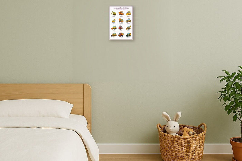 Load image into Gallery viewer, Construction Vehicles: A4 Matte Laminated Educational Poster Print - 210x297mm-2