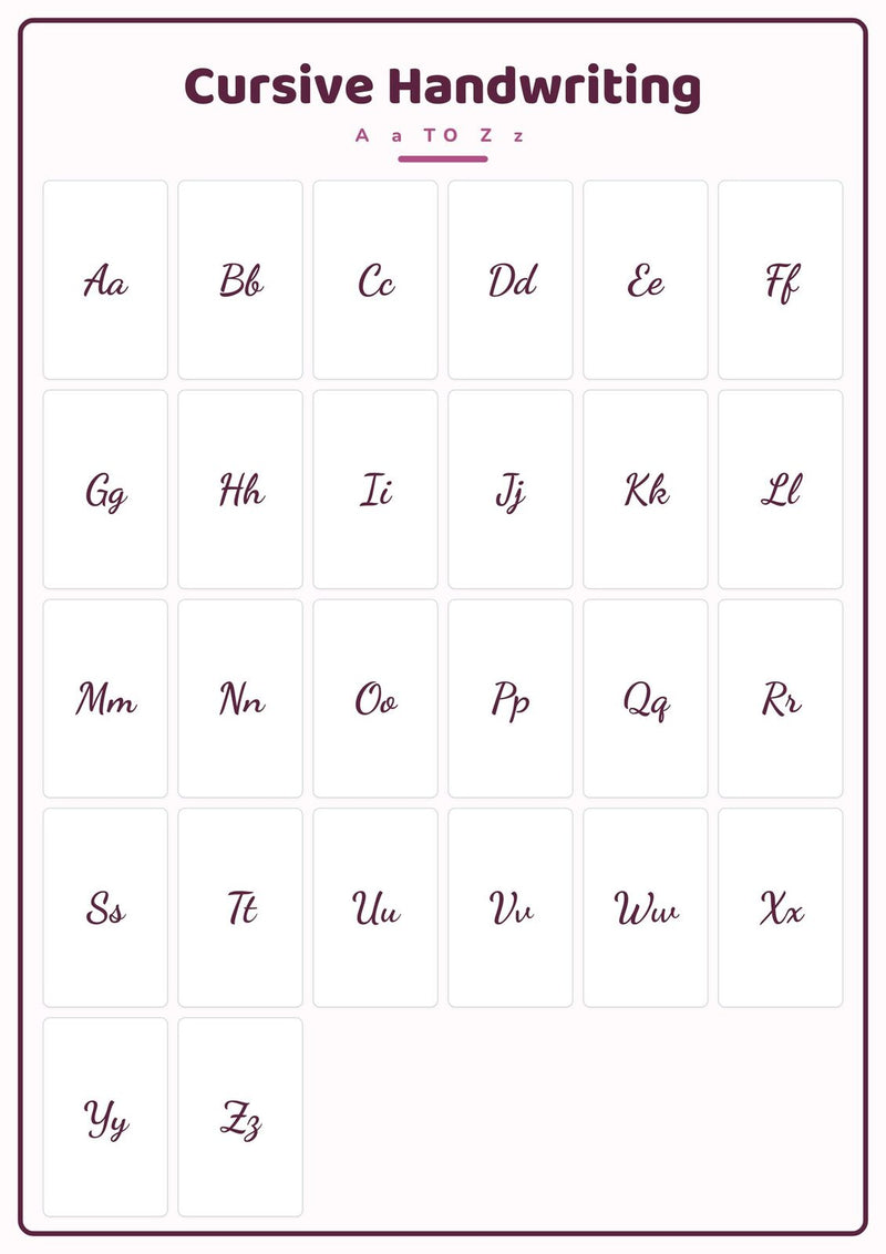 Load image into Gallery viewer, Cursive Handwriting: A4 Matte Laminated Educational Poster Print - 210x297mm-0
