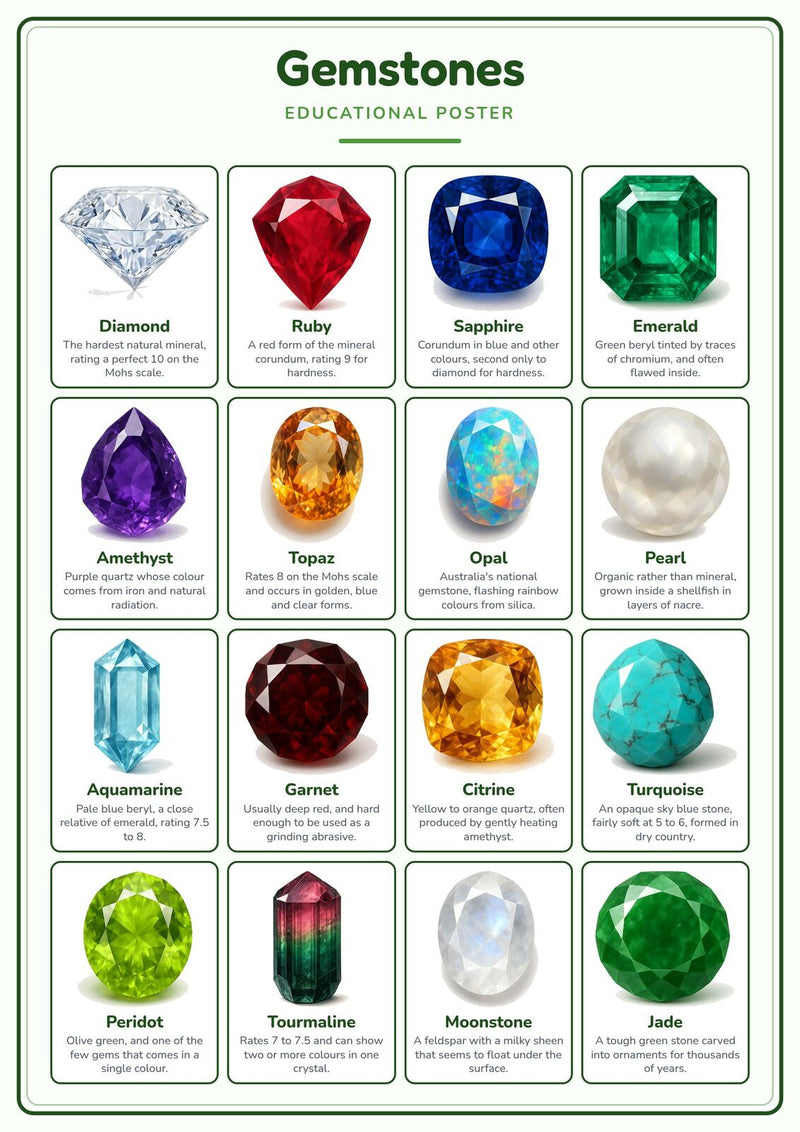 Load image into Gallery viewer, Gemstones: A4 Matte Laminated Educational Poster Print - 210x297mm-1