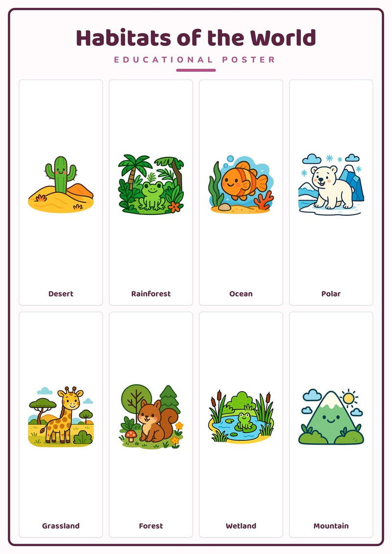 Load image into Gallery viewer, Habitats of the World: A4 Matte Laminated Educational Poster Print - 210x297mm-0