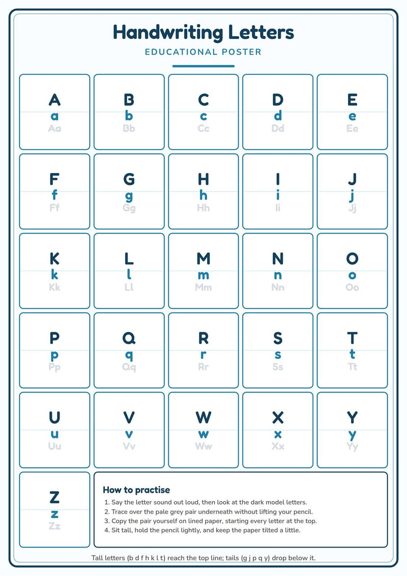 Load image into Gallery viewer, Handwriting Letters: A4 Matte Laminated Educational Poster Print - 210x297mm-1