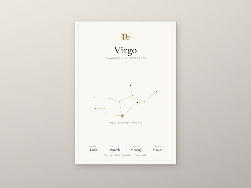 Load image into Gallery viewer, Virgo Zodiac Constellation White: A4 Matte Laminated Educational Poster Print - 210x297mm-2