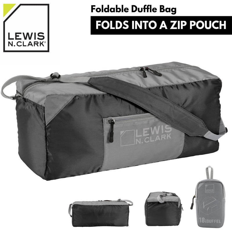 Load image into Gallery viewer, Lewis N. Clark 18" Packable Foldable Travel Compact Duffle Bag - Black/Grey-1