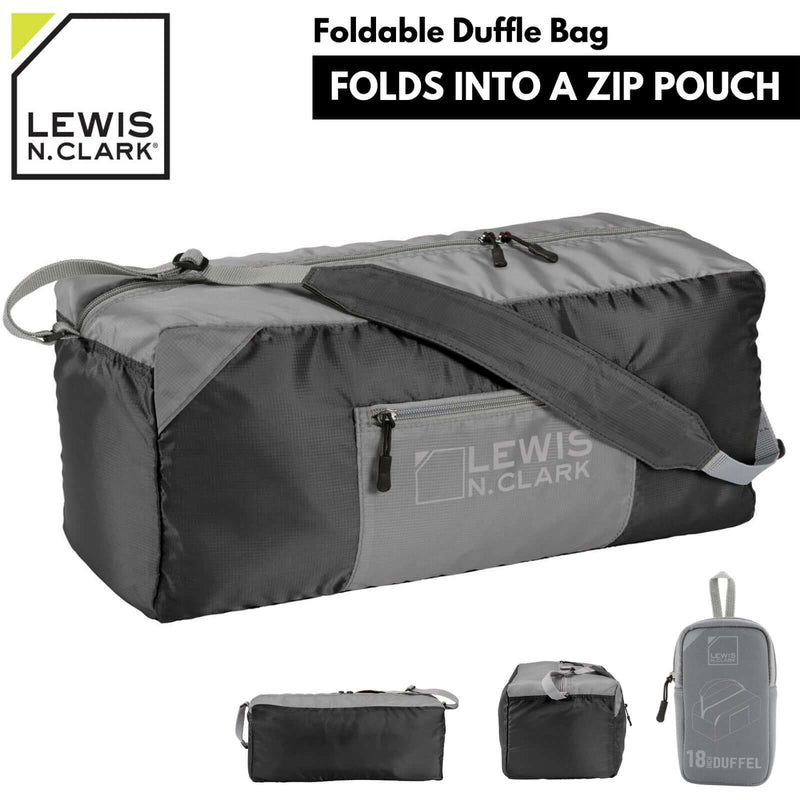 Load image into Gallery viewer, Lewis N. Clark 18" Packable Foldable Travel Compact Duffle Bag - Black/Grey-1
