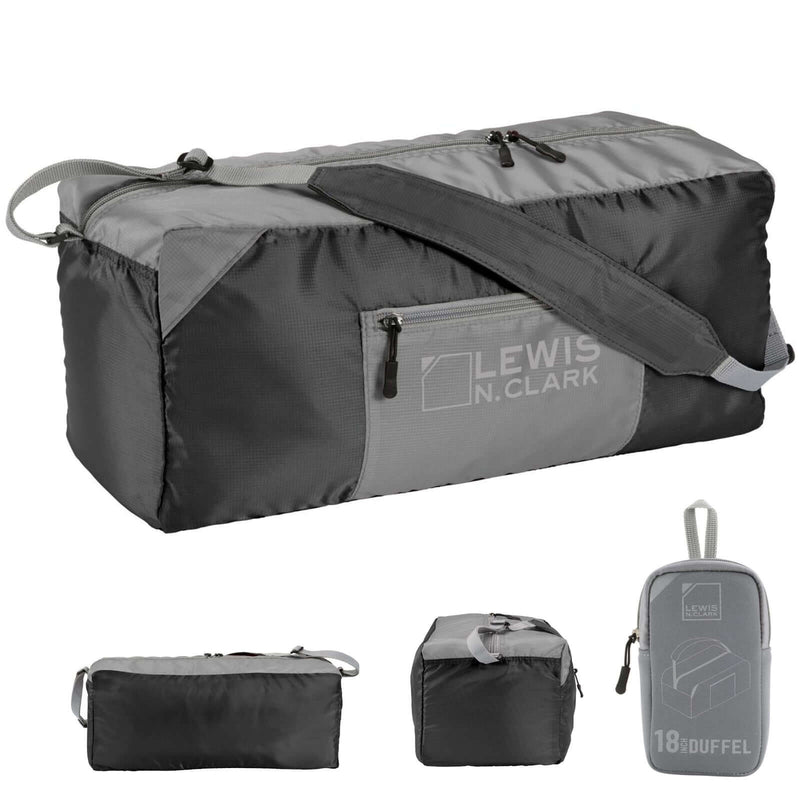 Load image into Gallery viewer, Lewis N. Clark 18" Packable Foldable Travel Compact Duffle Bag - Black/Grey-0