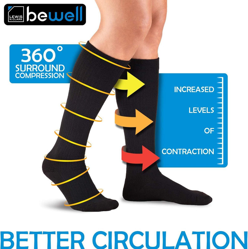 Load image into Gallery viewer, 6x Lewis N. Clark Compact Travel Compression Socks Anti Fatigue Support - Black (Medium Size)-2