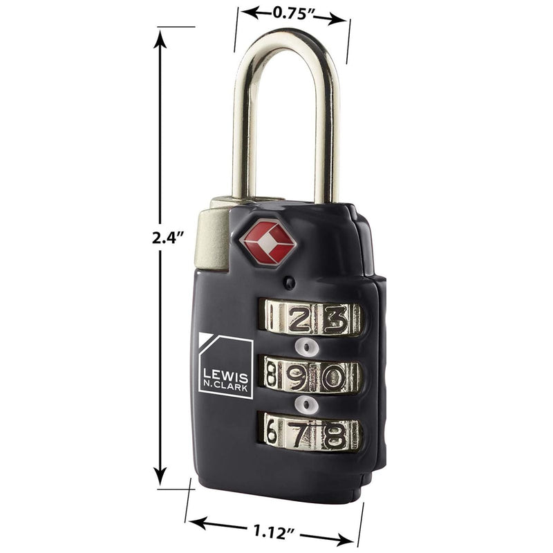 Load image into Gallery viewer, 1x Lewis N Clark TSA Combi Lock Travel Luggage Padlock - Black-2