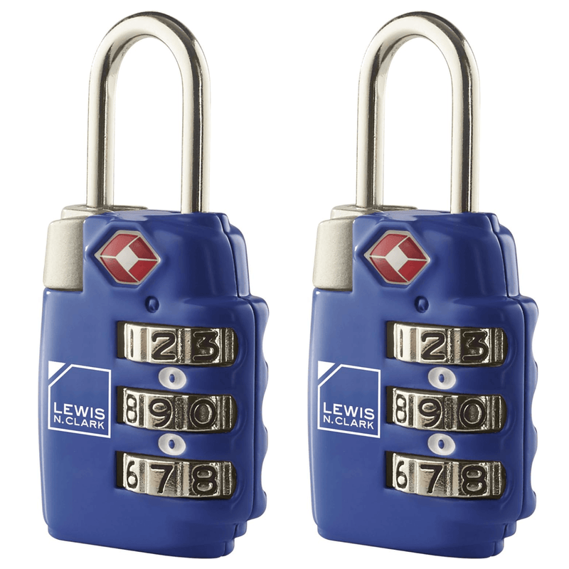 Load image into Gallery viewer, 2x Lewis N Clark TSA Approved Combination Lock Travel Luggage Padlock - Blue-0