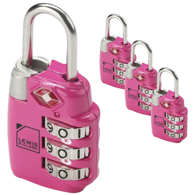 Load image into Gallery viewer, 4x Lewis N. Clark PadLock Suitcase TSA Approved Combination Lock Travel - Pink-1