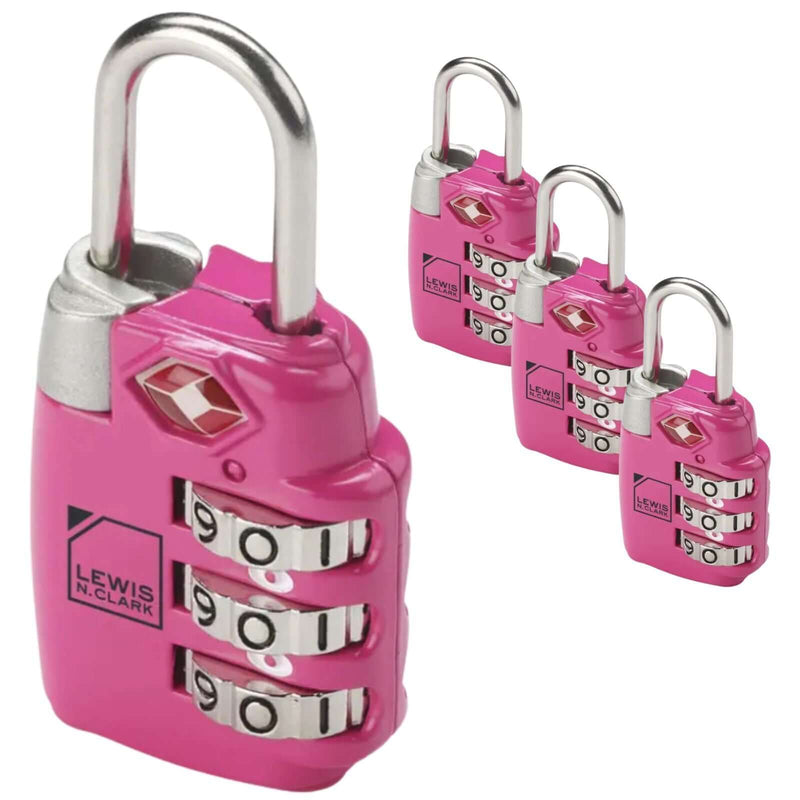 Load image into Gallery viewer, 4x Lewis N. Clark PadLock Suitcase TSA Approved Combination Lock Travel - Pink-1