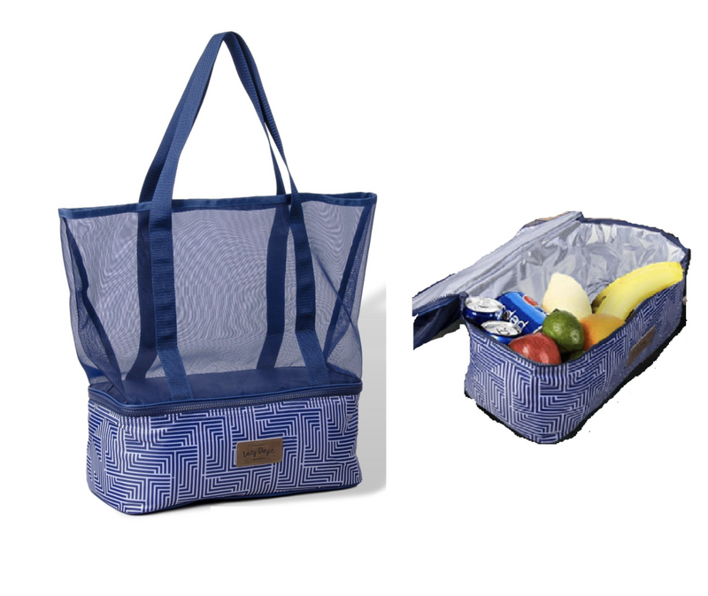Load image into Gallery viewer, Extra Large 2-in-1 Insulated Mesh Tote Bag Zipper Cooler Picnic Storage Beach Makena-2