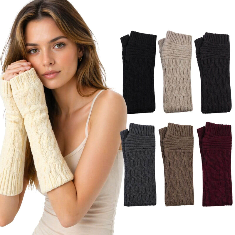 Load image into Gallery viewer, 1 Pair Womens Arm Warmers Fingerless Gloves Knitted Long Winter - Assorted-0