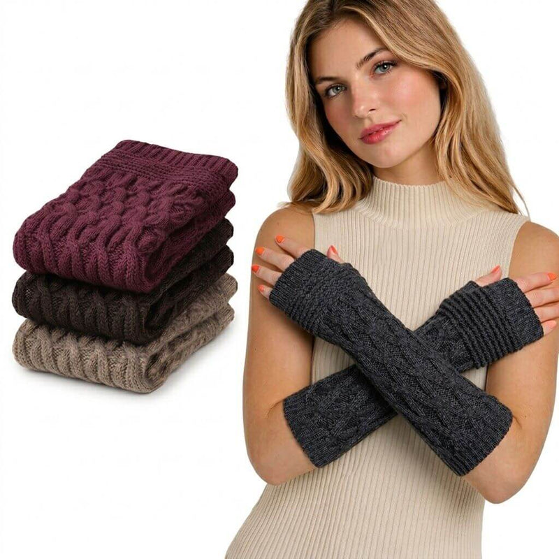 Load image into Gallery viewer, 3x Womens Arm Warmers Winter Long Knitted Fingerless Gloves - Assorted-1