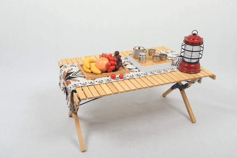 Load image into Gallery viewer, Folding Camping Table Bamboo Roll Up Portable Outdoor Picnic BBQ Desk Beach-2