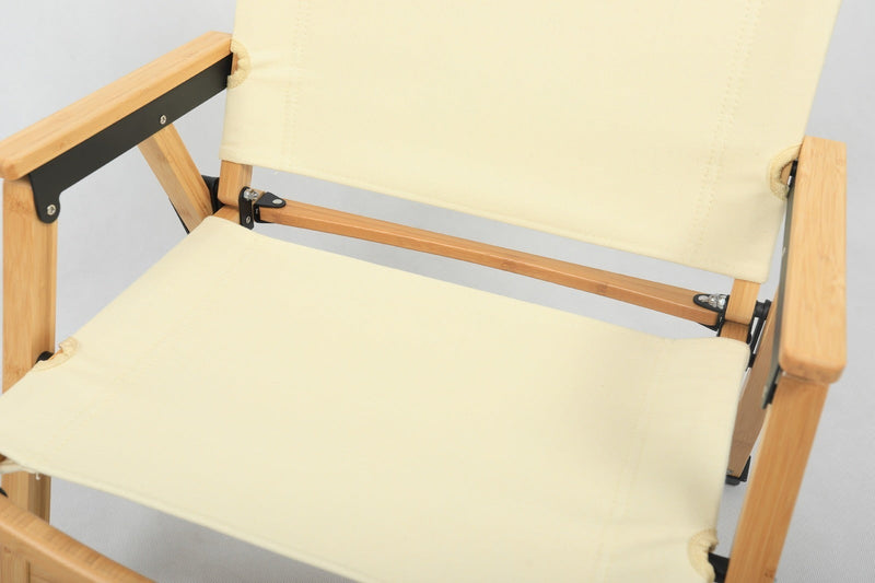 Load image into Gallery viewer, 4x Bamboo Canvas Foldable Outdoor Camping Chair Wooden Picnic Park - Khaki/Beige-4