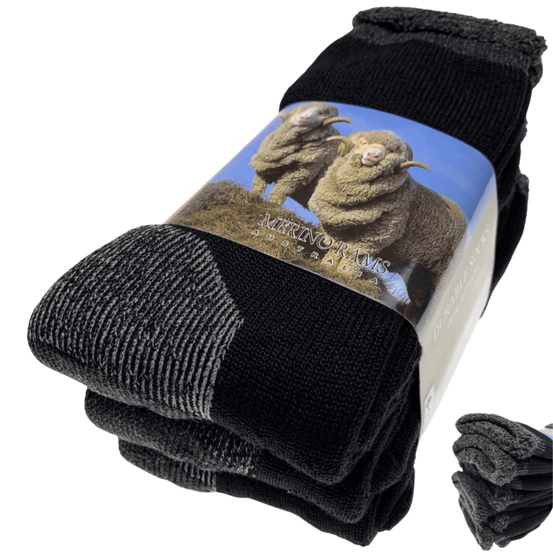 Load image into Gallery viewer, 3 Pairs Heavy Duty Merino Wool Work Socks Extra Thick Cushion (Size 11-14)-0