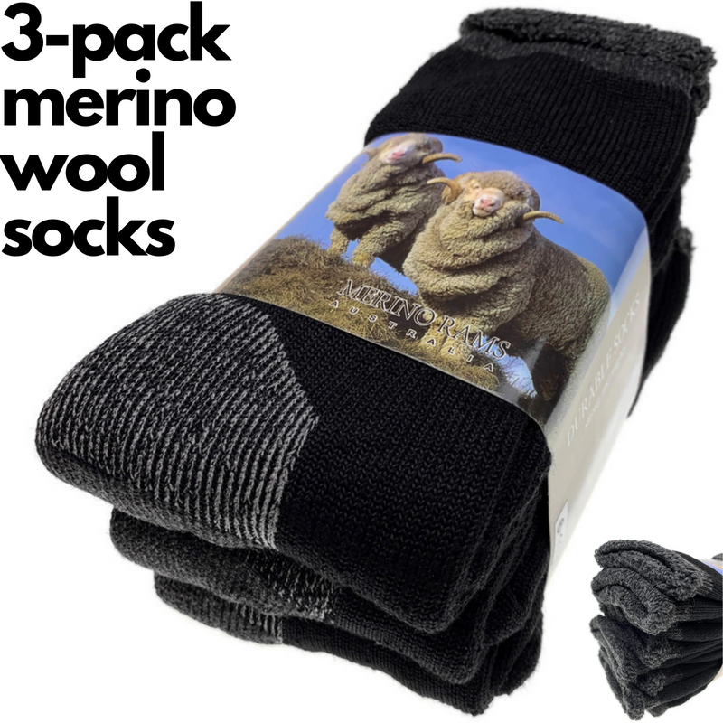 Load image into Gallery viewer, 3 Pairs Heavy Duty Merino Wool Work Crew Socks Extra Thick Cushion (Size 6-11)-1