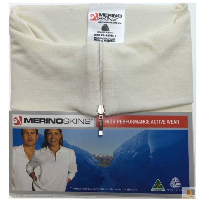Load image into Gallery viewer, Merino Skins 100% Merino Wool Thermal Top Half Zip Long Sleeve Unisex - Natural-4