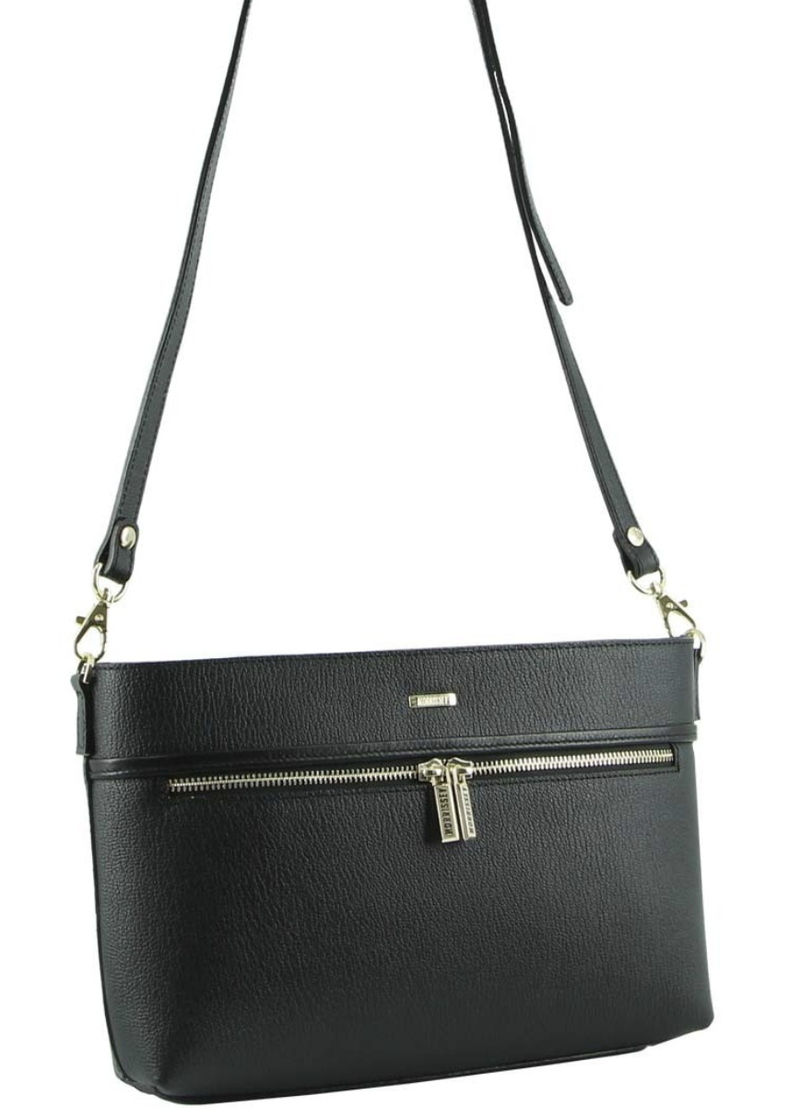Load image into Gallery viewer, Morrissey Italian Structured Leather Cross Body Handbag (MO3028) Bag - Black-1