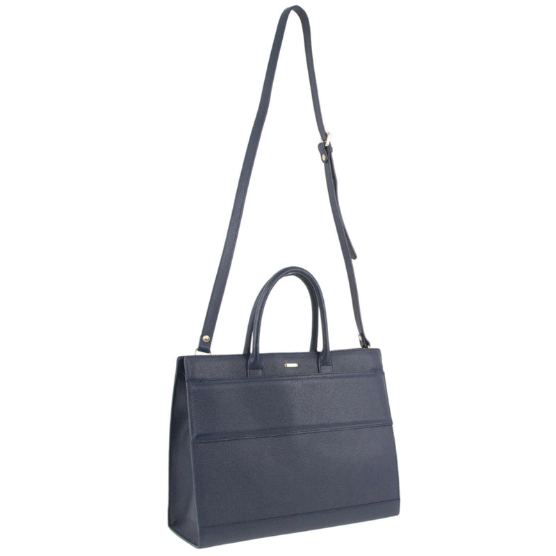 Load image into Gallery viewer, Morrissey Italian Structured Leather Tote Unisex Computer Bag Handbag - Navy-0