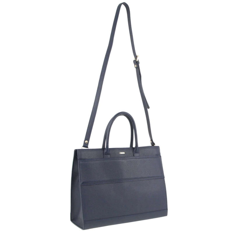 Load image into Gallery viewer, Morrissey Italian Structured Leather Tote Unisex Computer Bag Handbag - Navy-1