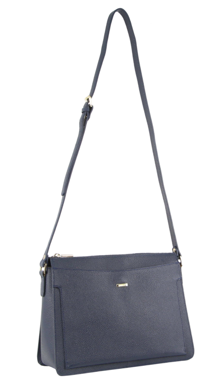 Load image into Gallery viewer, Morrissey Italian Structured Leather Cross Body Handbag Tote Bag (MO3162) - Navy-2