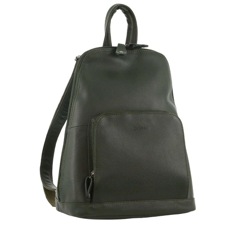 Load image into Gallery viewer, Milleni Womens Twin Zip Backpack Nappa Italian Leather Travel Bag - Grape Leaf-0