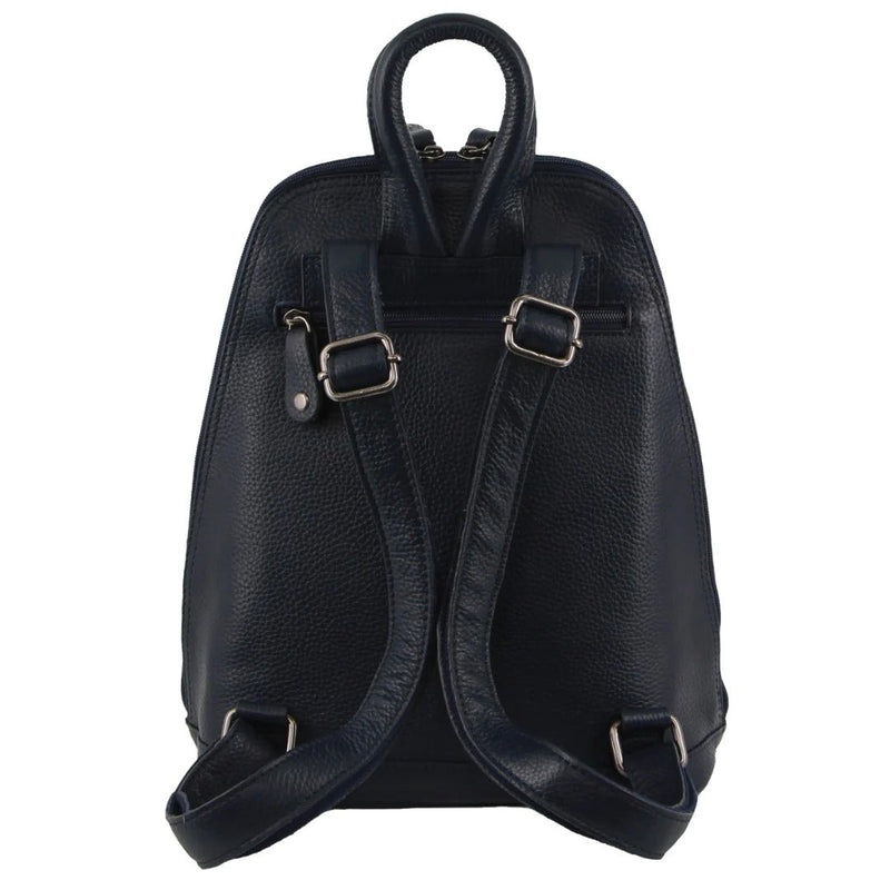 Load image into Gallery viewer, Milleni Womens Twin Zip Backpack Nappa Italian Leather Travel Bag - Navy-3