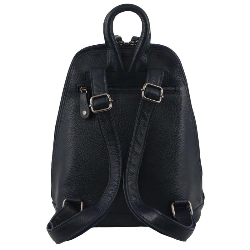 Load image into Gallery viewer, Milleni Womens Twin Zip Backpack Nappa Italian Leather Travel Bag - Navy-3