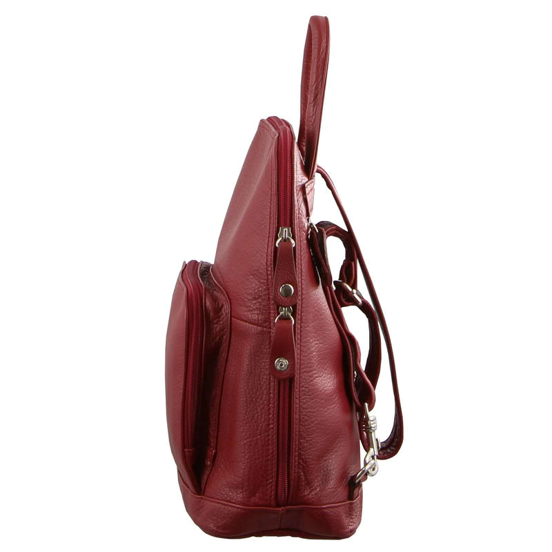 Load image into Gallery viewer, Milleni Womens Twin Zip Backpack Nappa Italian Leather Bag Travel - Red-2