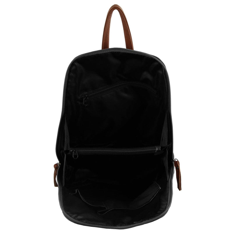 Load image into Gallery viewer, Milleni Ladies Genuine Italian Leather Backpack Bag Twin Zip - Black/Chestnut-3