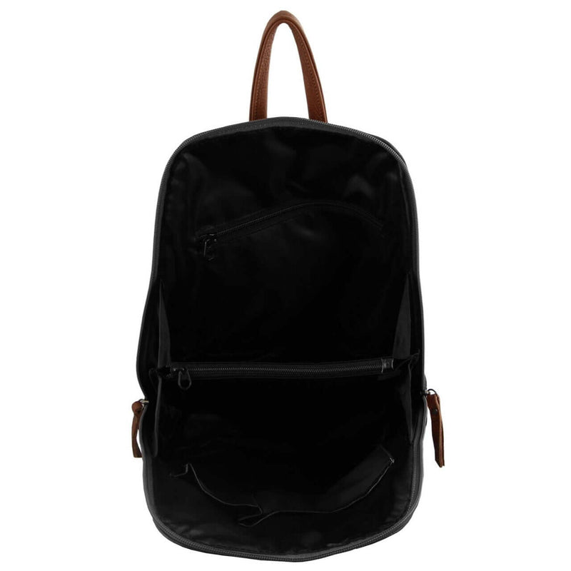 Load image into Gallery viewer, Milleni Ladies Genuine Italian Leather Backpack Bag Twin Zip - Black/Chestnut-3