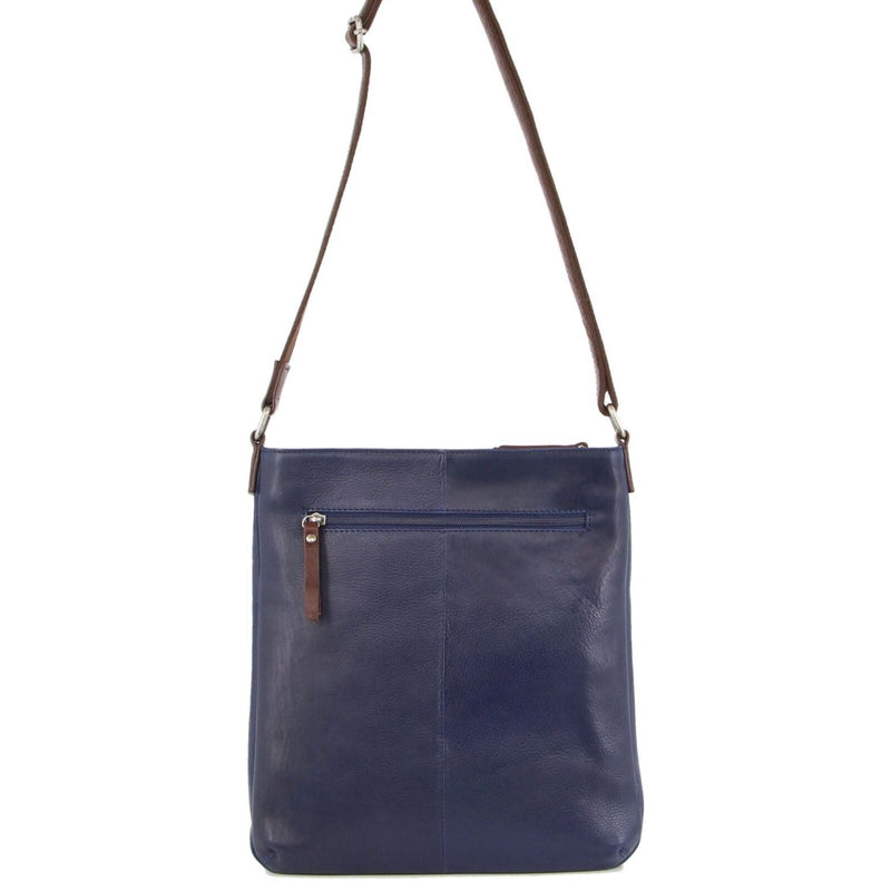 Load image into Gallery viewer, Milleni Womens Italian Leather Bag Soft Nappa Leather Cross-Body Travel - Indigo/Chestnut-2