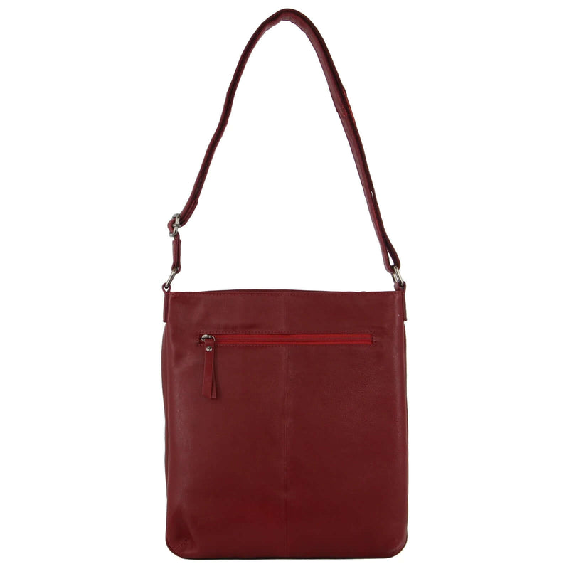 Load image into Gallery viewer, Milleni Ladies Nappa Leather Zip Closure Cross Body Bag Travel - Red-3