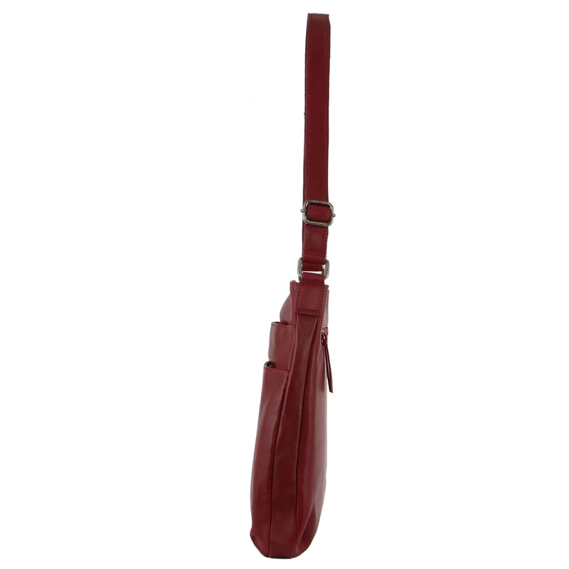Load image into Gallery viewer, Milleni Ladies Nappa Leather Zip Closure Cross Body Bag Travel - Red-2