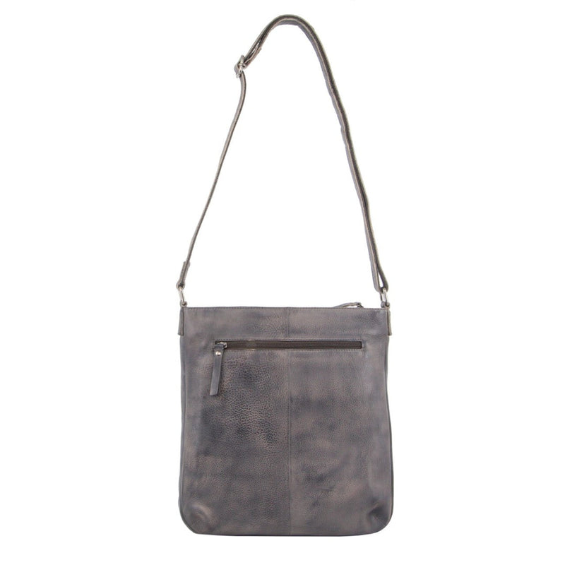 Load image into Gallery viewer, Milleni Ladies Nappa Leather Zip Closure Cross Body Bag Travel - Slate-3
