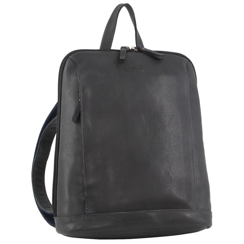 Load image into Gallery viewer, Milleni Ladies Nappa Leather Bag Twin Zip Backpack w/ Zipped Pocket - Teal-1