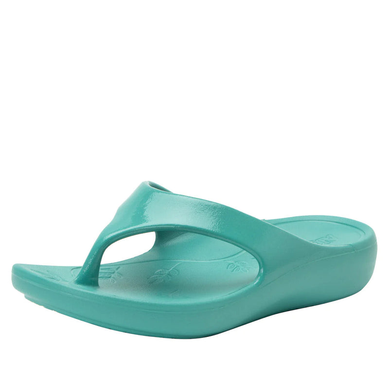 Load image into Gallery viewer, Alegria Womens Ode Flip Flop Thongs Summer Slip On - Aqua Gloss-0