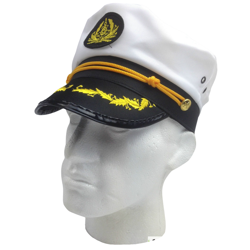 Load image into Gallery viewer, Captain Hat Adult Party Costume Skipper Sailor Ship Captain Cap - White/Black-2
