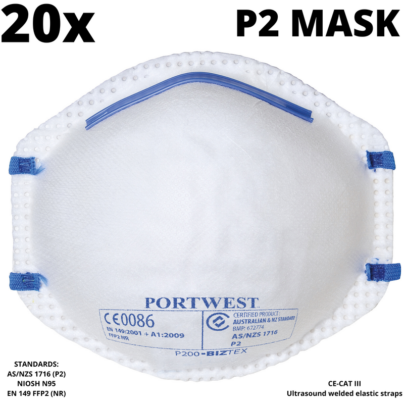 Load image into Gallery viewer, 20x P2 Face Mask Safety Disposable Air Pollution Filter Flu Smoke-2