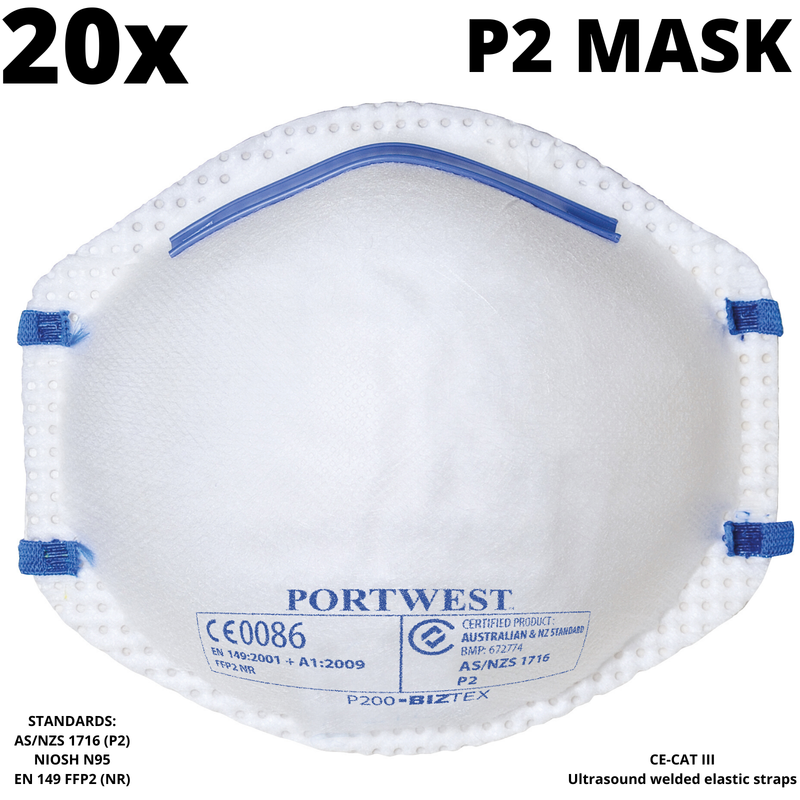 Load image into Gallery viewer, 20x P2 Face Mask Safety Disposable Air Pollution Filter Flu Smoke-1