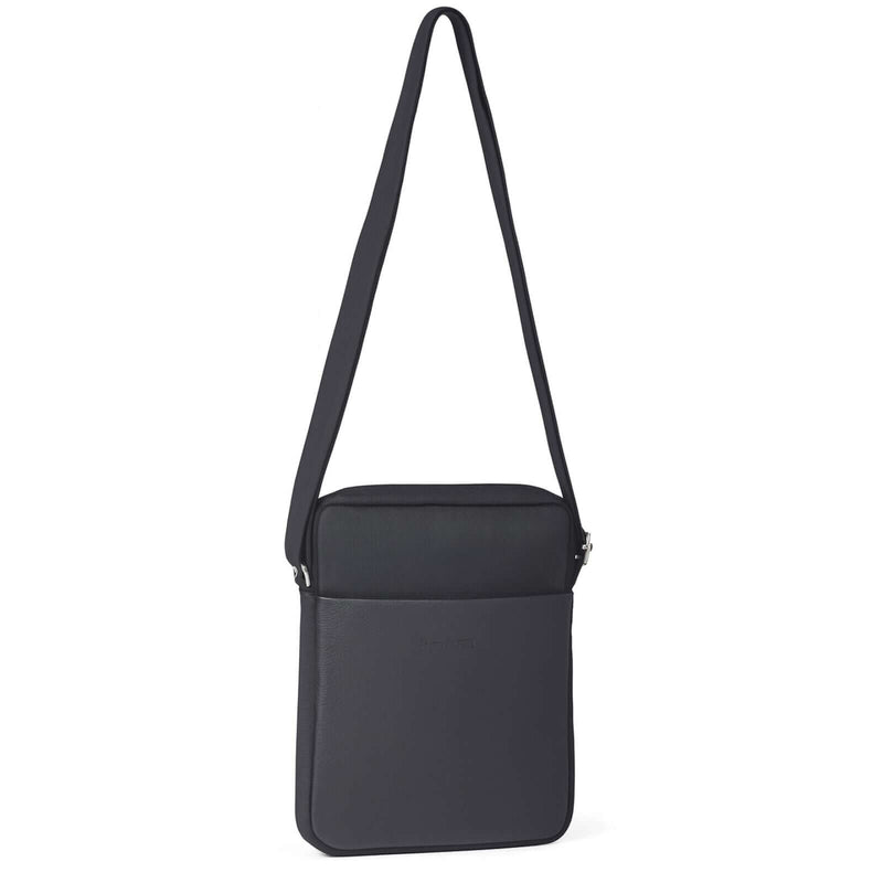 Load image into Gallery viewer, Pierre Cardin Mens Italian Leather iPad Cross Body Bag with Nylon Trim- Black-0