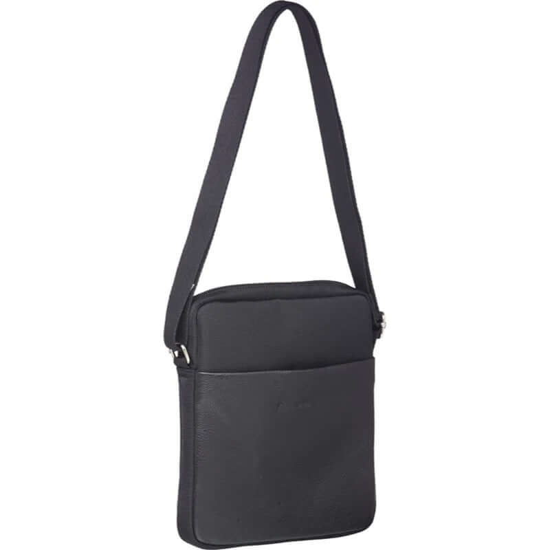 Load image into Gallery viewer, Pierre Cardin Mens Italian Leather iPad Cross Body Bag with Nylon Trim- Black-2